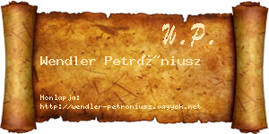 Wendler Petróniusz névjegykártya